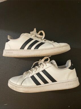 adidas White Sneakers with Black Three-Stripes